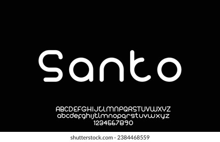 Santo Modern minimal abstract alphabet fonts. Typography technology, electronic, movie, digital, music, future, logo creative font. vector illustration 