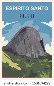 Espírito Santo retro poster. Espírito-Santo travel illustration. States of Brazil greeting card. 