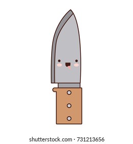 santoku knife utensil colorful kawaii silhouette vector illustration