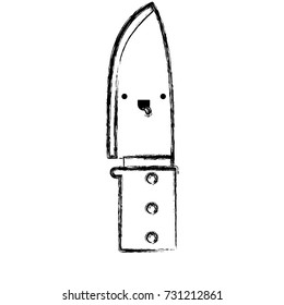 santoku knife utensil monochrome blurred kawaii silhouette vector illustration