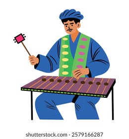 Santoor player flat style illustration