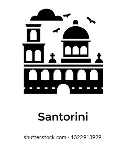 Santorine building solid icon design 