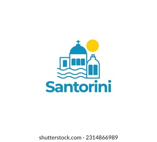 Santorini Building Logo Vector Illustration