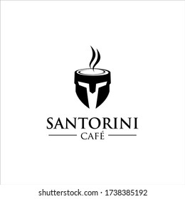 santorini cafe logo. coffee cup icon