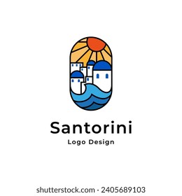 Santorini city logo icon design template flat vector illustration