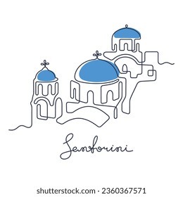 Santorini, Greece continuous line earful vector illustration