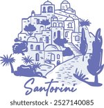 Santorini Greece island landscape view summer island background vector design