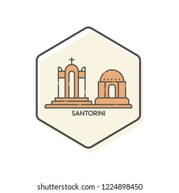 Santorini - Greece Lineal Outline Icon - Landmarks Building Icon Vector Illustration Concept.