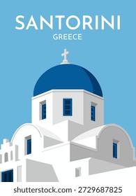 Santorini greece modern poster design in flat style. Vector stock