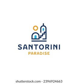 Santorini greek island logo icon design template flat vector