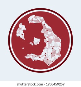 Santorini icon. Trendy tech logo of the island. Geometric mesh round design. Technology, internet, network, telecommunication concept. Vector illustration.