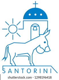 Santorini island, Greece vector illustration and typography design