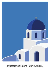 Santorini Island, Greek Aegean Sea. travel to greece. landscape travel background Advertising card, travel poster, postcard, flyer, art print.