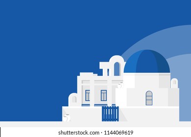 Santorini Island Landscape.Greek Mediterranean Architecture.