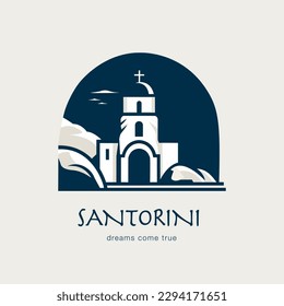Santorini island logo on a flat background