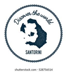 Santorini map in vintage discover the world rubber stamp. Hipster style nautical postage Santorini stamp, with round rope border. Santorini map vector illustration.