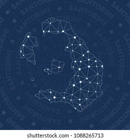 Santorini network style island map. Lovely space style, modern design for infographics or presentations.