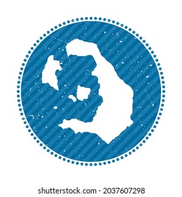 Santorini striped retro travel sticker. Badge with map of island, vector illustration. Can be used as insignia, logotype, label, sticker or badge of the Santorini.