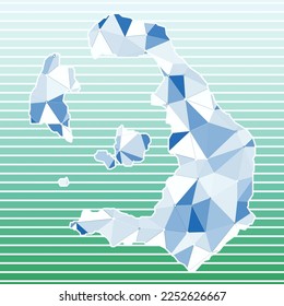 Ilustración vectorial de Santorini. Diseño de Santorini sobre fondo de rayas degradadas. Tecnología, internet, red, concepto de telecomunicaciones. Ilustración vectorial con estilo.