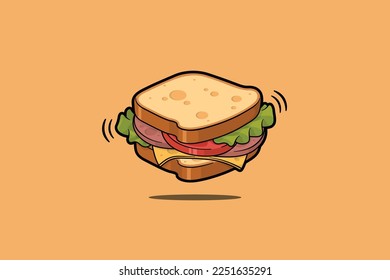 Sanwich Ham Cheese with yellow background