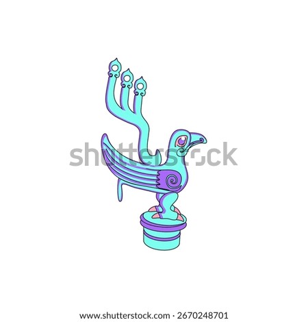The Sanxingdui bronze bird vector illustration is inspired by the excavated Shang dynasty bronze bird, showcasing the unique artistic charm and profound cultural heritage of the ancient Shu civilizati
