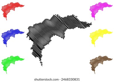 Sao Domingos do Norte Gemeinde (Espírito Santo Staat, Gemeinden von Brasilien, Föderative Republik Brasilien) map Vektorillustration, Skizze zeichnen Sao Domingos do Norte map