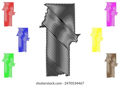 Sao Felipe d'Oeste municipio (Estado de Rondonia o Rondonia, RO, Municipios de Brasil, República Federativa de Brasil) mapa Ilustración vectorial, bosquejo de garabatos Sao Felipe d'Oeste mapa