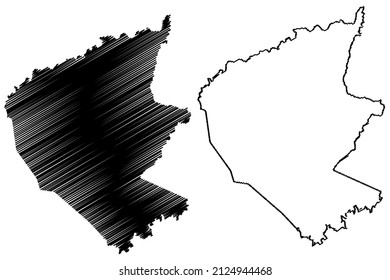 Sao Felix do Coribe municipality (Bahia state, Municipalities of Brazil, Federative Republic of Brazil) map vector illustration, scribble sketch Sao Felix do Coribe map