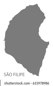 Sao Filipe Cape Verde municipality map grey illustration silhouette