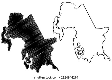 Sao Francisco do Conde municipality (Bahia state, Municipalities of Brazil, Federative Republic of Brazil) map vector illustration, scribble sketch Sao Francisco do Conde map