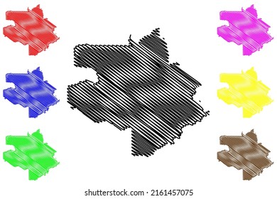 Sao Gabriel da Cachoeira municipality (Amazonas state, Municipalities of Brazil, Federative Republic of Brazil) map vector illustration, scribble sketch Sao Gabriel da Cachoeira map