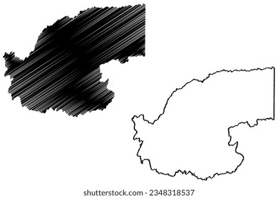 Sao Gabriel da Palha municipio (estado de Espírito Santo, municipios de Brasil, República Federativa del Brasil) mapa de ilustración vectorial, dibujo de garabatos mapa Sao Gabriel da Palha