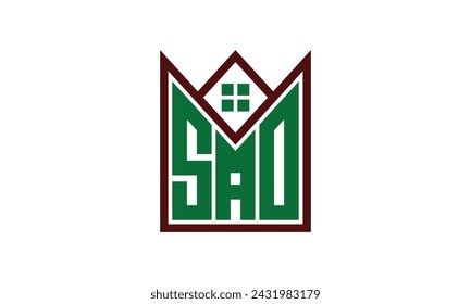 SAO initial letter real estate builders logo design vector. construction, housing, home marker, property, building, apartment, flat, compartment, business, corporate, house rent, rental, commercial