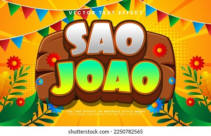 Sao joao 3D editable text effect suitable for festa junina festivals