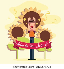 Sao joao brazil festa junina traditional festival party celebration happy cowboy vector banner poster