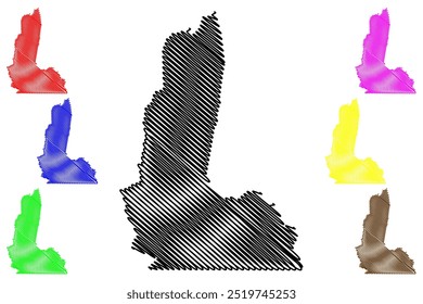 Sao Joao da Baliza municipality (State of Roraima, Municipalities of Brazil, Federative Republic of Brazil) map vector illustration, scribble sketch Sao Joao da Baliza map