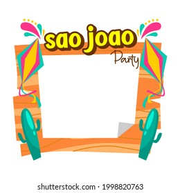 sao joao party blank border isolated on wood board with blank paper