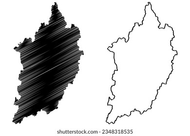 Sao Jose do Calcado municipality (Espírito Santo state, Municipalities of Brazil, Federative Republic of Brazil) map vector illustration, scribble sketch Sao José do Calçado map