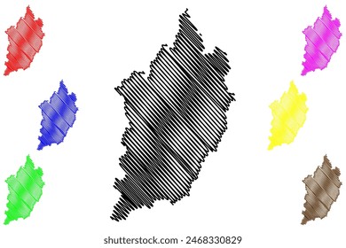 Sao Jose do Calcado municipio (Estado de Espírito Santo, Municipios de Brasil, República Federativa de Brasil) mapa Ilustración vectorial, dibujo a mano alzada Sao José do Calçado mapa