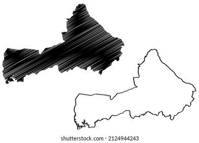 Sao Jose do Jacuipe municipality (Bahia state, Municipalities of Brazil, Federative Republic of Brazil) map vector illustration, scribble sketch Sao Jose do Jacuipe map