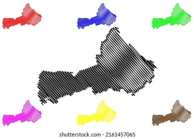 Sao Jose do Jacuipe municipality (Bahia state, Municipalities of Brazil, Federative Republic of Brazil) map vector illustration, scribble sketch Sao Jose do Jacuipe map