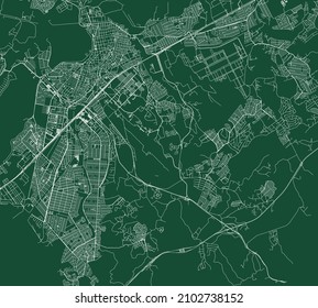 Sao Jose dos Campos city Brazil municipality vector map. Green street map, municipality area, white lines. Urban skyline panorama for tourism.