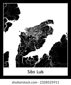 Sao Luis Brazil South America City map black white vector illustration