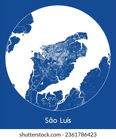 Sao Luis Brazil South America City Map blue print round Circle vector illustration