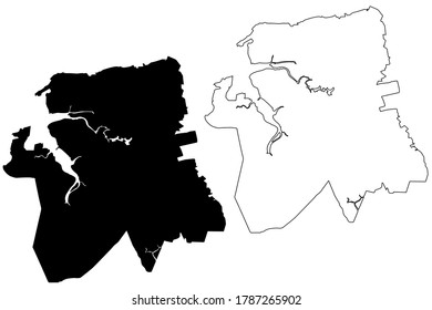 Sao Luis City (Federative Republic of Brazil, Maranhao State) map vector illustration, scribble sketch City of Sao Luis map