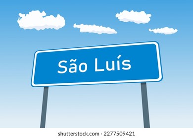 Sao Luis city sign in Brazil. City limit welcome road sign.