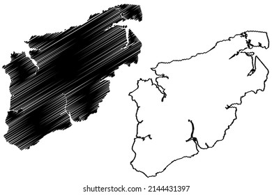 Sao Luis island (Federative Republic of Brazil, Sao Paulo, South and Latin America) map vector illustration, scribble sketch Upaon-acu or Maranhao Island map