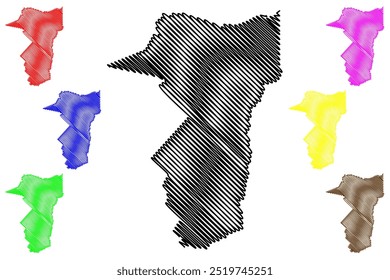 O município de São Luiz (Estado de Roraima, Municípios do Brasil, República Federativa do Brasil) mapa ilustração vetorial, esboço de rabisco Mapa de São Luiz do Anauá