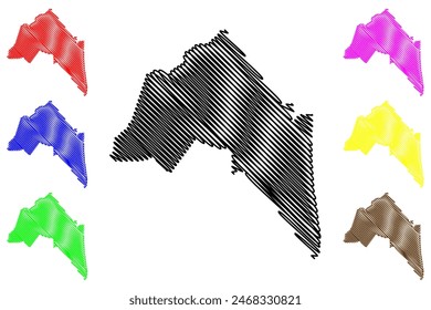 Ilustración vectorial de mapas del municipio de Sao Mateus (estado de Espírito Santo, municipios de Brasil, República Federativa de Brasil), bosquejo de garabatos Mapa de Sao Mateus