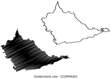 Sao Miguel das Matas municipality (Bahia state, Municipalities of Brazil, Federative Republic of Brazil) map vector illustration, scribble sketch Sao Miguel das Matas map